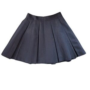 Banana Republic Navy Blue Metallic Jacquard Pleated Mini Skirt Petite 0 Zip Back
